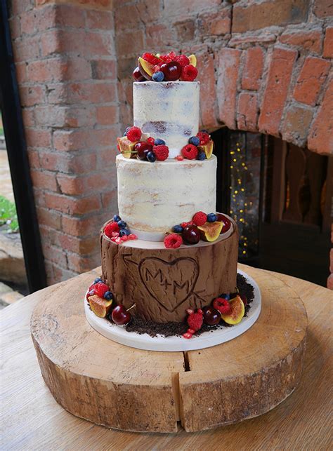 Rustic Semi Naked Wedding Cakes The Cakery Leamington Spa Warwickshire Cake Boutique