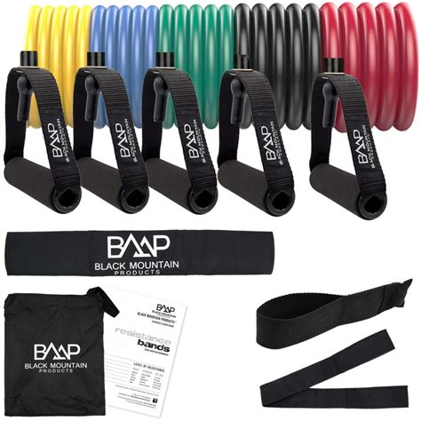 Resistance Band Set Of With Accessory Kit Black Mountain Products