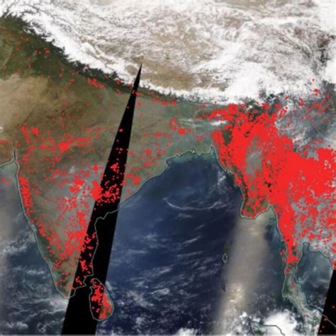 The Terra Modis True Color Map Of Southsoutheast Asia With Red Colored