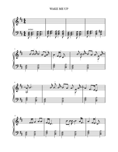 Wake Me Up Avicii Easy Version Sheet Music For Piano Solo