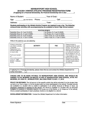 Fillable Online Sports Registration Form Doc Fax Email Print Pdffiller