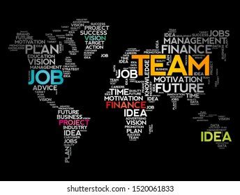 Team Word Cloud Shape World Map Stock Vector Royalty Free