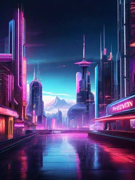 Premium Photo Futuristic Cityscapes With Vibrant Neon Lights Background