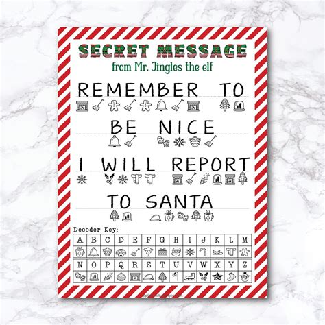 Personalized Secret Message From Elf Printable Christmas Worksheet