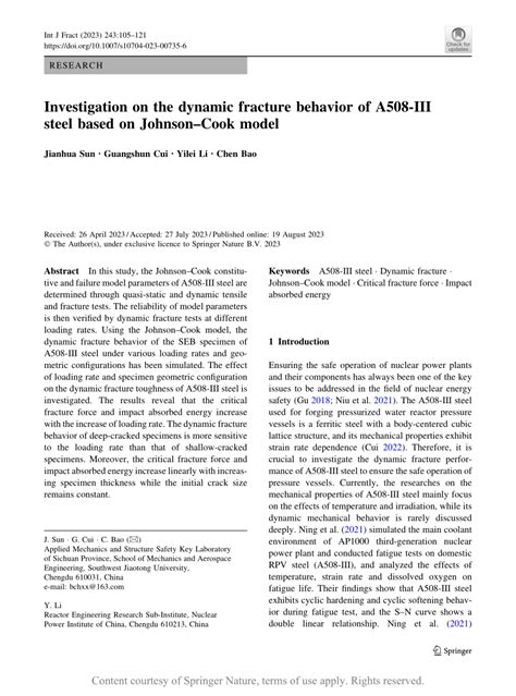 Investigation On The Dynamic Fracture Behavior Of A Iii Steel Based