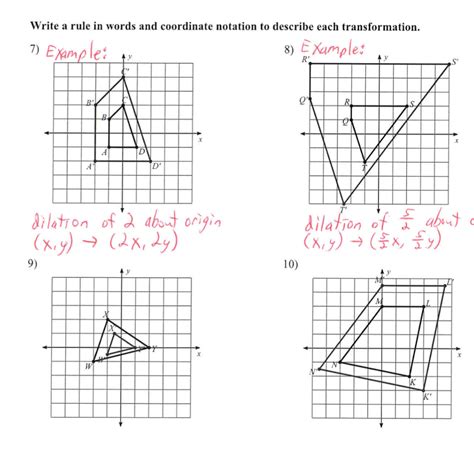 Solved Examples Write A Rule In Words And Coordinate Chegg