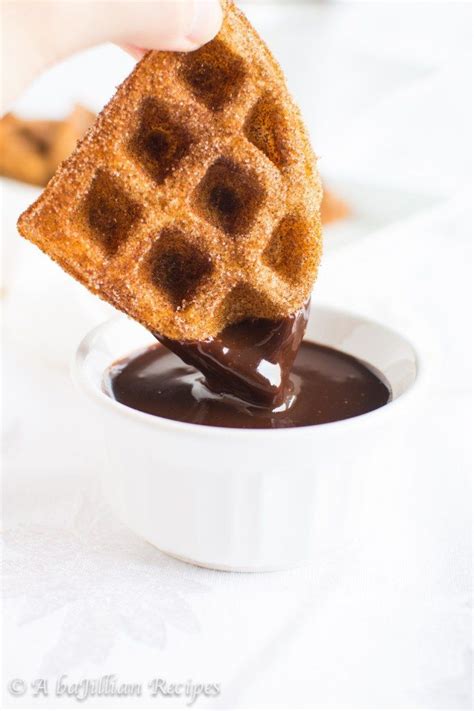 Churro Waffles And Spiced Chocolate Sauce Honest Cooking Recipe