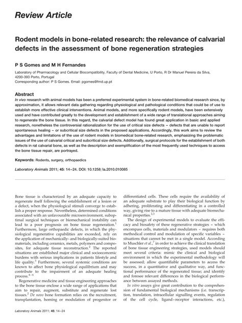 PDF Rodent Models In Bone Related Research The Relevance Of