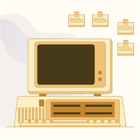 Old Computer In Flat Design Vector Icon Illustration 10054846 Vector