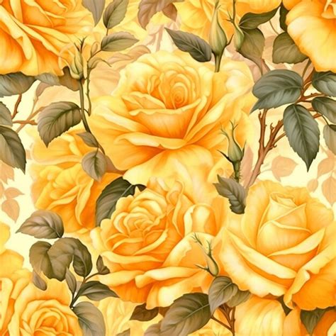 Premium Photo A Wallpaper Of A Yellow Roses With Green Leaves