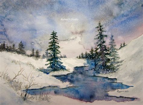 Snow Scene Watercolor Painting At Getdrawings Free Download