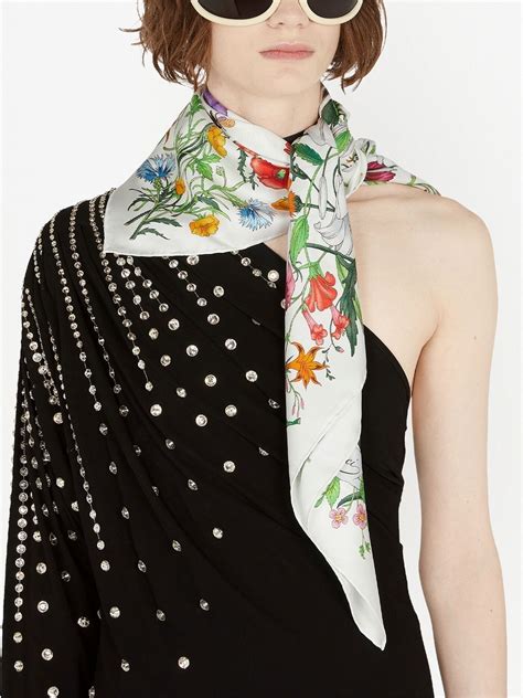 Gucci Flora Print Silk Carré Scarf Farfetch