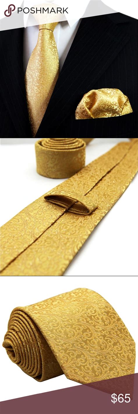 Floral Solid Gold Yellow Mens Neckties 100 Silk Mens Neck Ties Neck Tie Ties Mens