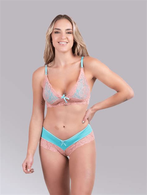 Conjunto Lingerie Calcinha Sutiã Cropped Calesson Renda Moda Íntima