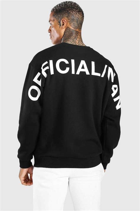 Oversized Official Man Back Print Sweatshirt Boohoo Printed