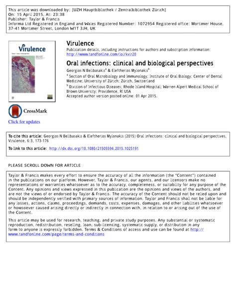 (PDF) Oral infections: Clinical and biological perspectives