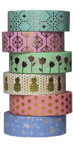 UOOOM 6 Rolls 10m X 15mm Beautiful Farbe Und Gold Washi Tape Masking