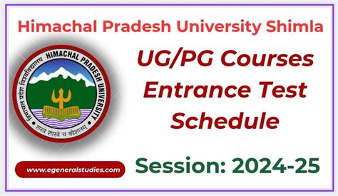 HPU Shimla PG/UG Courses Entrance Test Schedule for Session 2024-25 ...