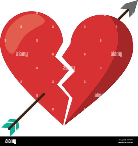 Heart Broken With Bow Arrow Symbol Stock Vector Image Art Alamy