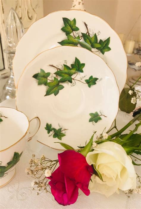 Beautiful Vintage Crown Royal Bone China Ivy Leaf Trio Made In Etsy