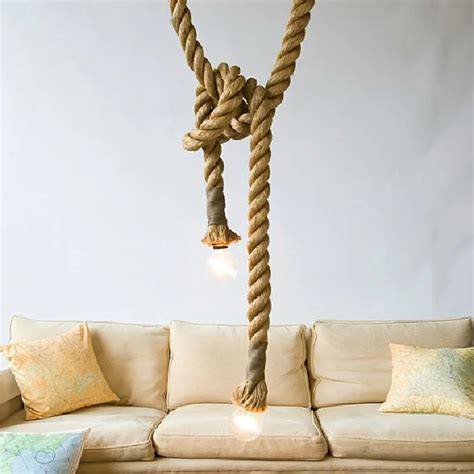 Vintage Hemp Rope Pendant Light Ac V E Loft Creative Personality