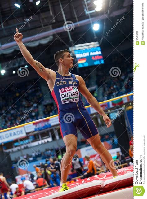 Atletismo Mihail Dudas Heptathlon Do Homem Salto Alto Fotografia