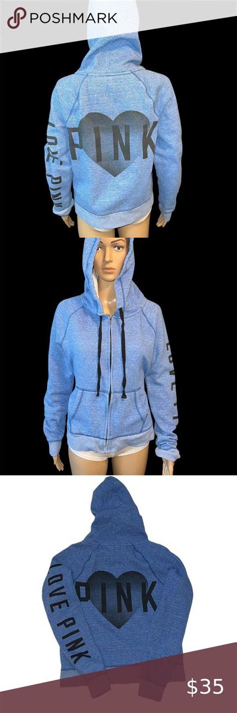 Victorias Secret Pink Blue “love Pink” Hooded Sweatshirt En 2024