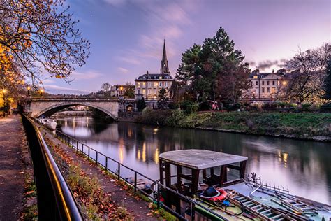 Tapeta Na Pulpit Anglia Bath Mosty Jesienne Rzeki Waterfront Domy