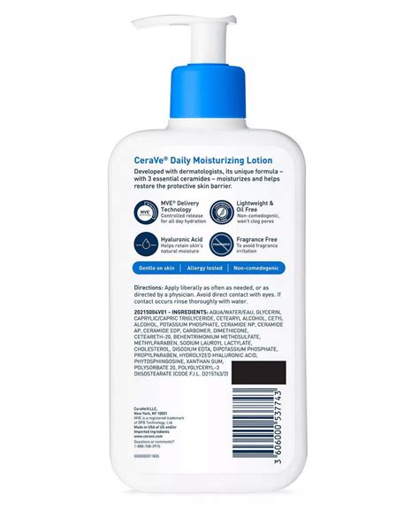 Cerave Unscented Daily Moisturizing Lotion For Normal To Dry Skin 355 Ml