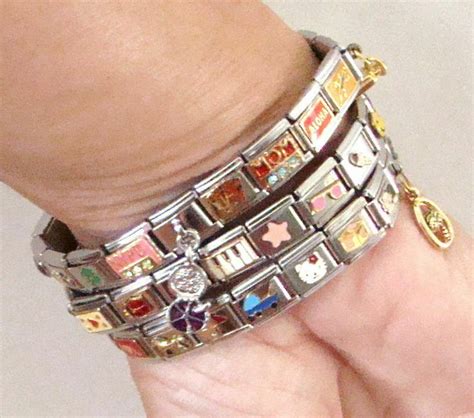 Stainless Steel 9MM Italian Charm Bracelets 3 Bracelets Of 57