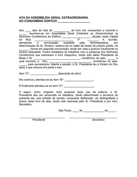 Ata de assembléia de condomínio PDF