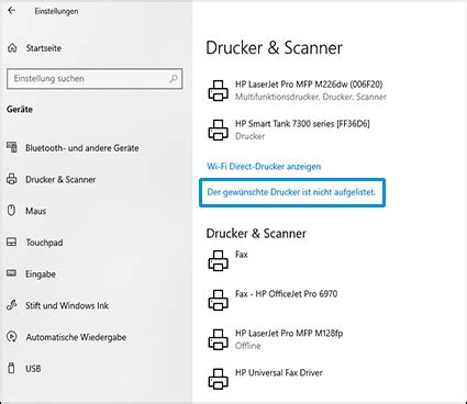 Einrichtung Des Hp Druckers Integrierter Windows Treiber Hp Support