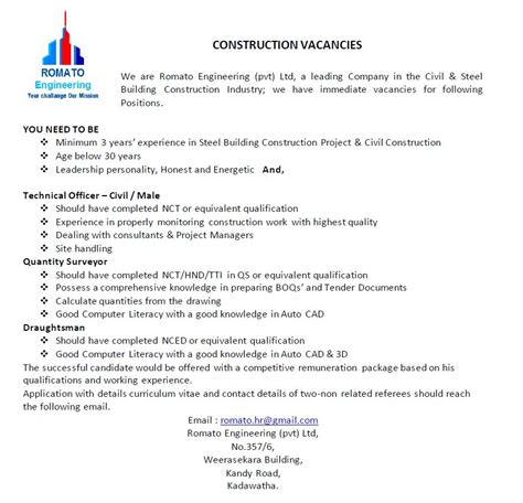 Construction Vacancies