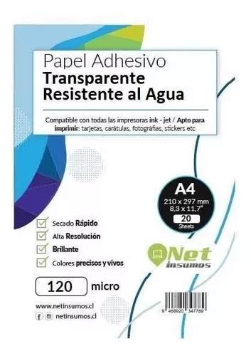 Papel Adhesivo Transparente Resistente Al Agua A Pack H Cuotas Sin