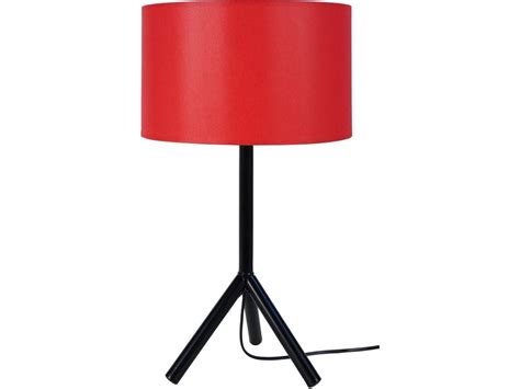 Candeeiro De Mesa Tosel Trident A Preto Vermelho Cil Ndrico E