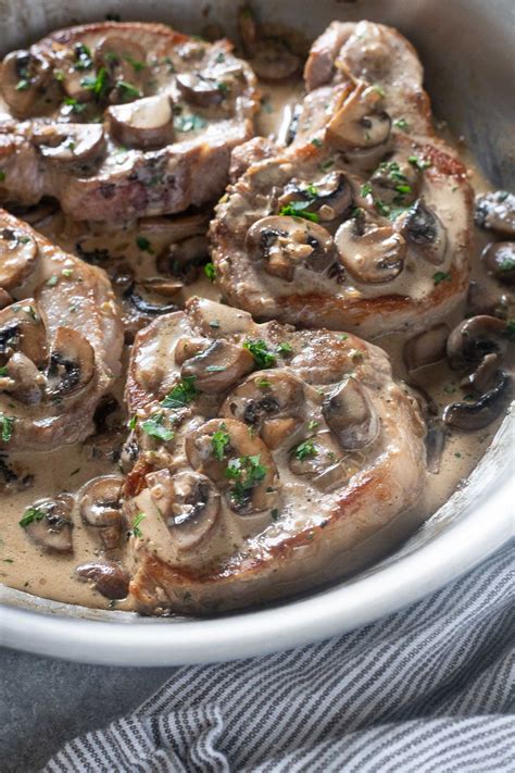 Pork Chops with Creamy Mushroom Sauce - Flavor the Moments