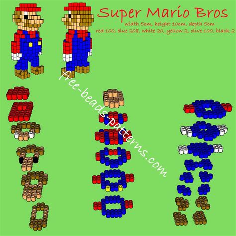 Super Mario Bros Free 3d Perler Beads Pattern Free Perler Beads