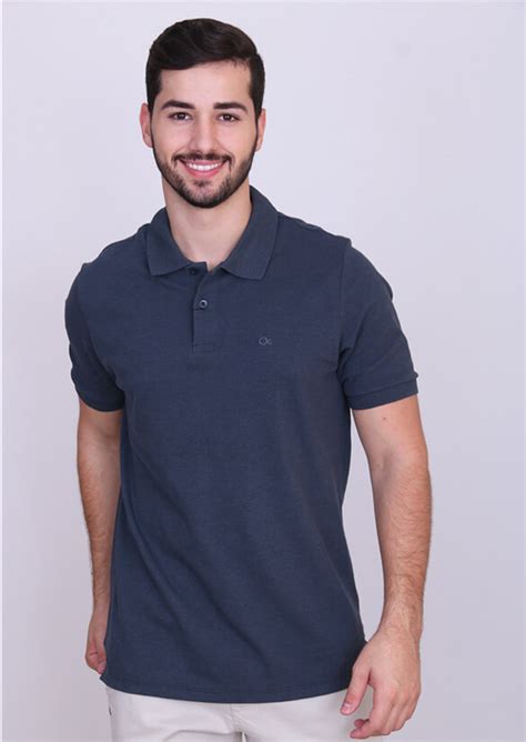 Camisa Polo Ogochi Masculina Essencial Slim Cinza Escuro