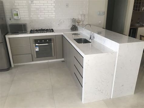 Bancada Cozinha Em Sintético Branco Carrara Kitchen Suite Open Plan