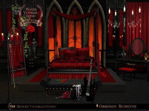 The Sims Resource - Modern Victorian Gothic - Obsidian Bedroom