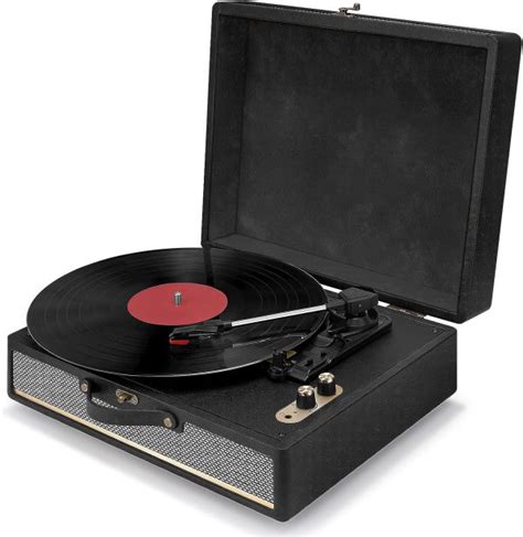 Vinyl Record Player Bluetooth with Built-in Speakers 3 Speed Suitcase Record Player Wireless ...