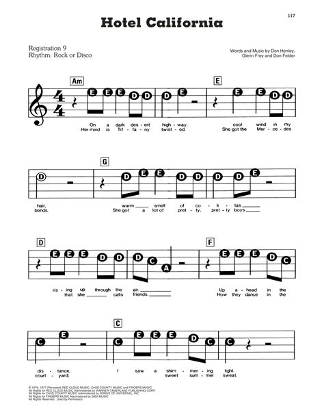 Eagles Hotel California Sheet Music Learn To Play