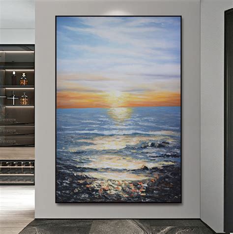 Sunrise in the Sea Abstract Oil Painting Wall Art - Etsy