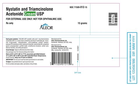 Nystatin And Triamcinolone Acetonide Cream Usp Rx Only For External