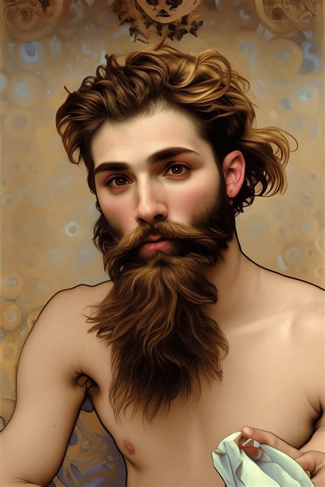 Stunning 8k Hyper Detailed Oil Painting Of An 18yearold Bearded Gay Man