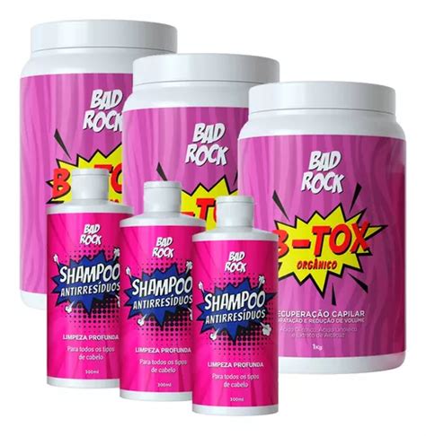 Kit Shampoo Antirres Duos B Tox Org Nico Bad Rock Kg Mercadolivre