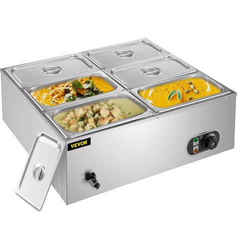 VEVOR 110V 6 Pan Commercial Food Warmer 1200W Electric Steam Table