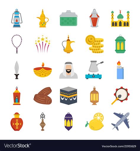 Old Traditional Heritage Flat Icons Royalty Free Vector