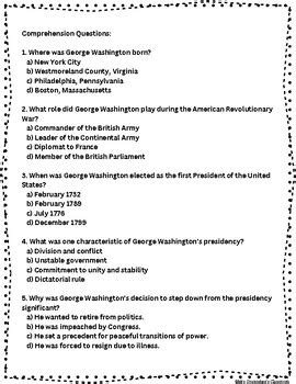 President S Day Reading Comprehension Bundle Passages Comprehension