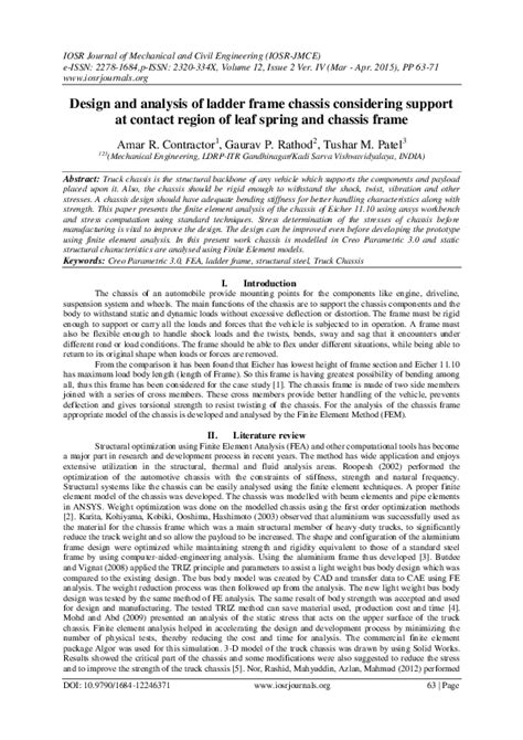 (PDF) Design and analysis of ladder frame chassis considering support ...